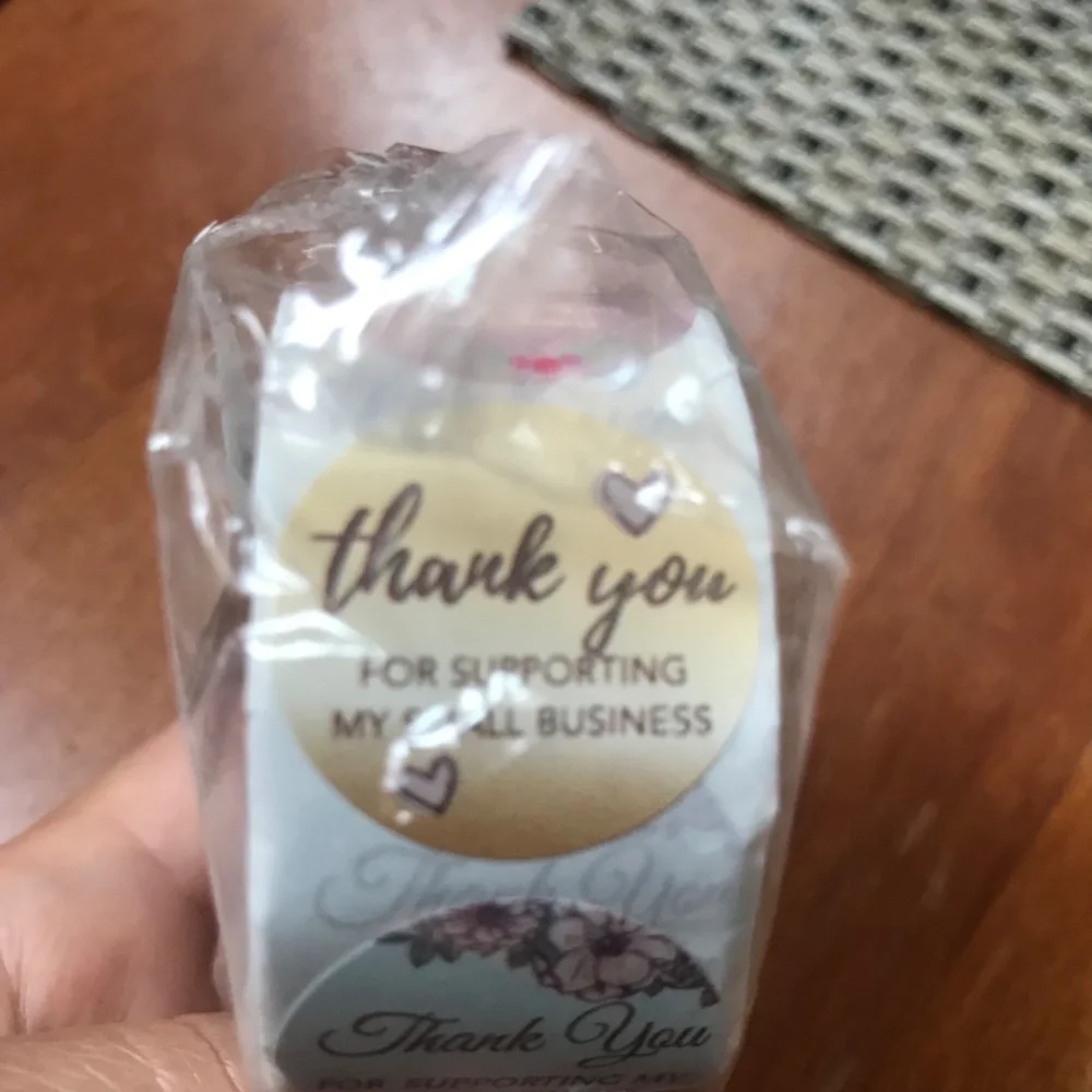 Thank You Stickers, 500 pieces, waterproof labels, 1” x 2.5 cm